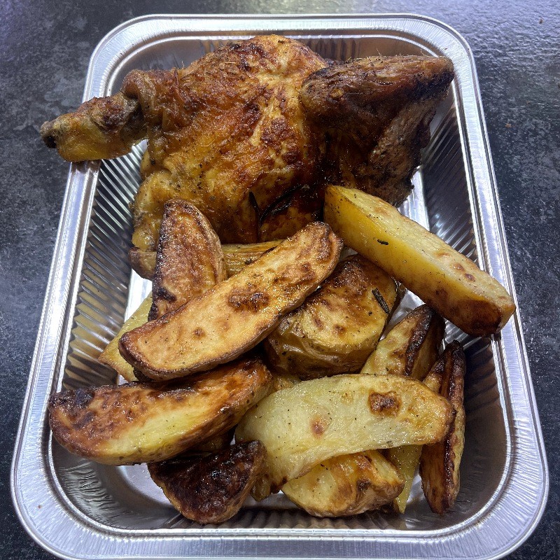 Mezzo pollo arrosto con patate